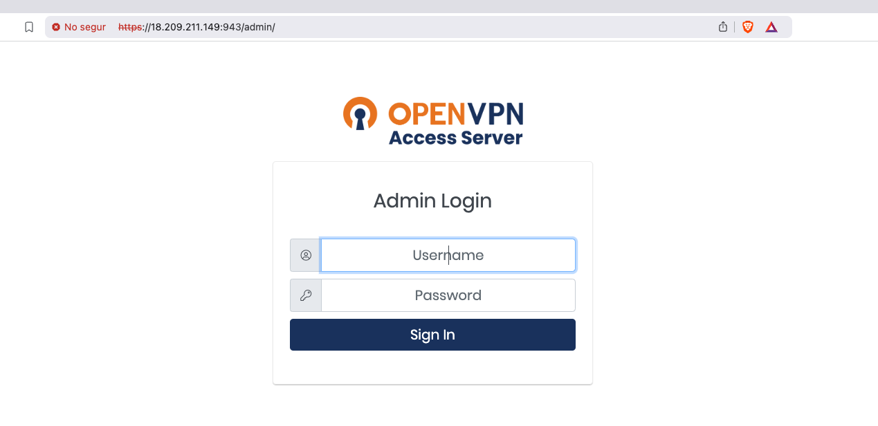 Interfície web del servidor OpenVPN