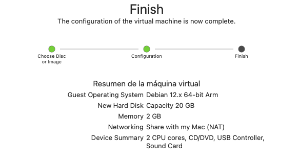 Configuració de la màquina virtual