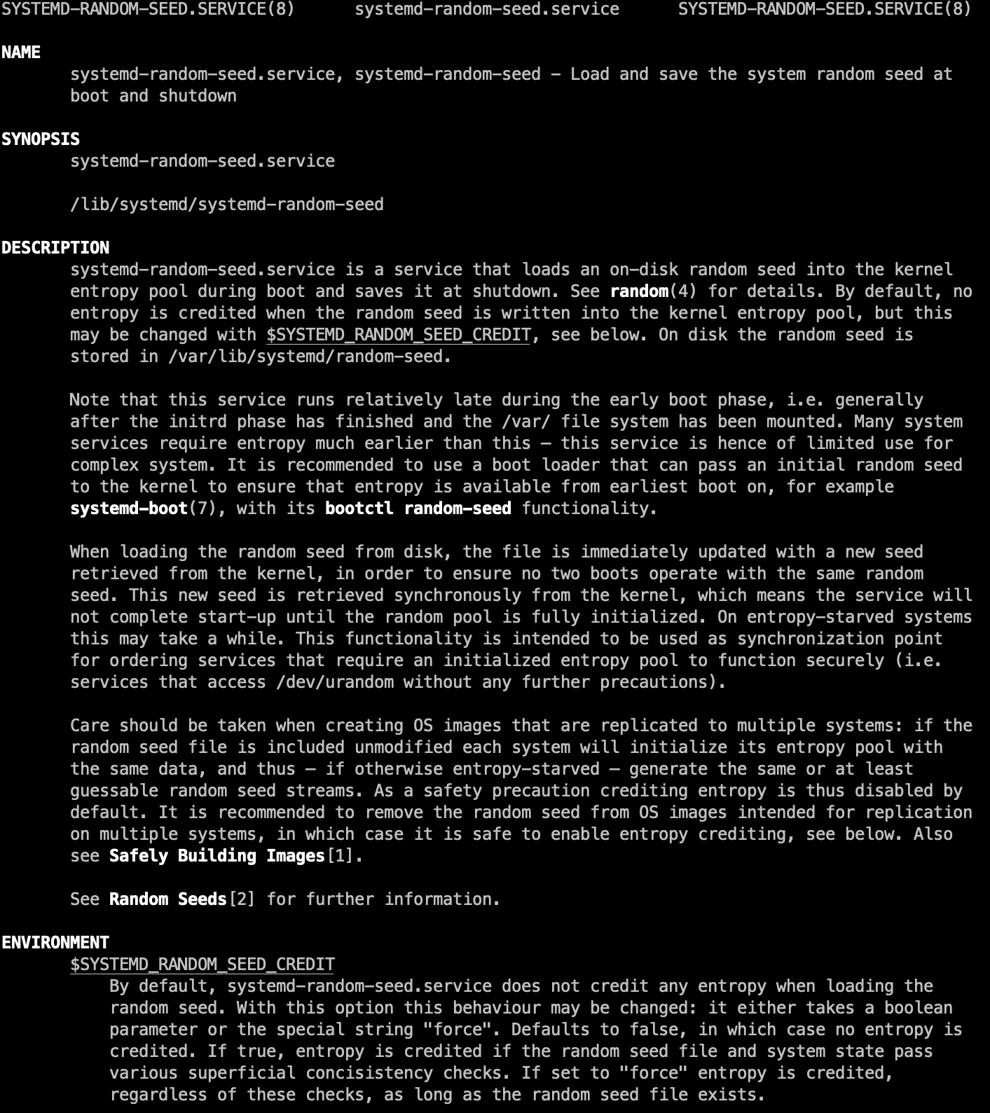 Entrada del manual de systemd-random-seed.service